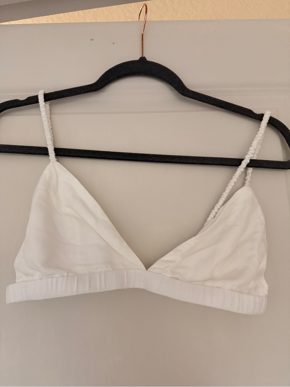 Favorite Daughter White Triangle Bralette with Ruched Straps